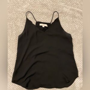 Ann Taylor LOFT scallop edge silky black camisole. Like new  SZ SM P